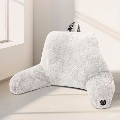 Nestl Fur Reading Pillow, Stylish Back Pillow for Bed Sitting Up, Faux Fur Bed Chair Pillow with Arms, Reading Pillows for Sitting in Bed Adult & Kids, Sit Up Back Support Pillow for Bed Rest White Nestl Fur Reading Pillow, Stylish Back Pillow for Bed Sitting Up, Faux Fur Bed Chair Pillow with Arms, Reading Pillows for Sitting in Bed Adult & Kids, Sit Up Back Support Pillow for Bed Rest White