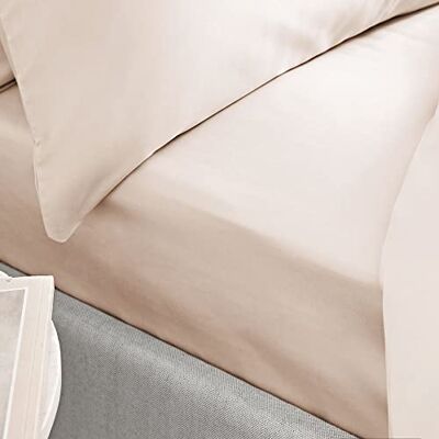 Bianca 400 Thread Count Cotton Sateen Double Fitted Sheet Oyster Bianca 400 Thread Count Cotton Sateen Double Fitted Sheet Oyster