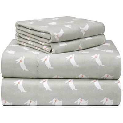 pointehaven Sheet Set, Flannel Cotton, Bunnies, Twin XL pointehaven Sheet Set, Flannel Cotton, Bunnies, Twin XL
