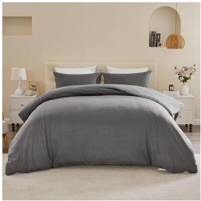 GC GAVENO CAVAILIA Luxury Bedding Double Bed Set Breathable Plain Duvet Dover with Pillowcases Durable & Soft Reversible Comforter Cover Washable (200 x 200 Cm) Charcoal/Grey GC GAVENO CAVAILIA Luxury Bedding Double Bed Set Breathable Plain Duvet Dover with Pillowcases Durable & Soft Reversible Comforter Cover Washable (200 x 200 Cm) Charcoal/Grey