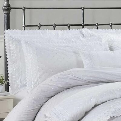Rapport Home Richmond Luxury Embroidered Boudoir Cushion Elegant Decorative Pillow for Bedroom Premium 50% Cotton Blend Cover, 30x50cm White Rapport Home Richmond Luxury Embroidered Boudoir Cushion Elegant Decorative Pillow for Bedroom Premium 50% Cotton Blend Cover, 30x50cm White