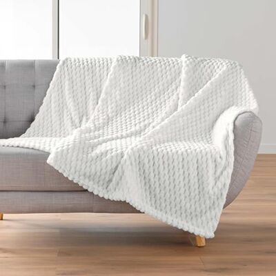 Douceur d'Intérieur , Cuddly Blanket (125 x 150 cm) Mini Frosty Natural Flannel Relief Plain Douceur d'Intérieur , Cuddly Blanket (125 x 150 cm) Mini Frosty Natural Flannel Relief Plain