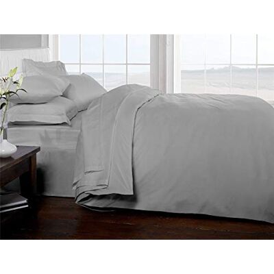 Rapport Home Brighton Hill 100% Egyptian Cotton Single Silver Flat Sheet Soft 200TC Bedding Rapport Home Brighton Hill 100% Egyptian Cotton Single Silver Flat Sheet Soft 200TC Bedding
