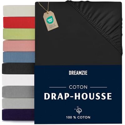 Dreamzie Fitted Sheet 140 x 190/200 cm Black 100% Oeko Tex Certified Cotton Jersey Fitted Sheet 140 x 190/200 cm Dreamzie Fitted Sheet 140 x 190/200 cm Black 100% Oeko Tex Certified Cotton Jersey Fitted Sheet 140 x 190/200 cm