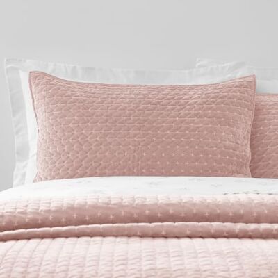 Bianca Attica Velvet Embroidered Pillow sham Pair Pink Bianca Attica Velvet Embroidered Pillow sham Pair Pink