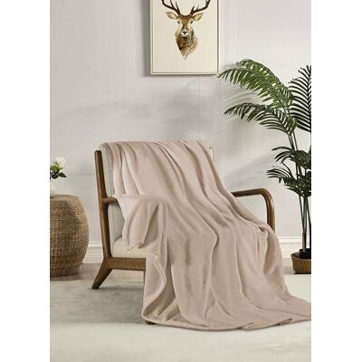 Miracle Home . Fleece Blanket Reversible Microfiber Glass Flannel Velour 260GSM, Soft, Warm and Lightweight, Machine Washable, 160 X 220 cm, Beige Miracle Home . Fleece Blanket Reversible Microfiber Glass Flannel Velour 260GSM, Soft, Warm and Lightweight, Machine Washable, 160 X 220 cm, Beige