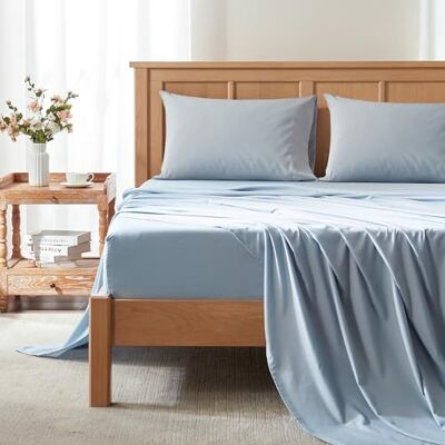 Comfort Spaces King Cooling Sheets, Moisture Wicking Coolmax Sheets, Soft, Colorfast Sheet Set, Cooling Bed Sheets For Hot Sleepers, Elastic Deep Pocket Fits Up to 16" Mattress, King Blue 4 Piece Comfort Spaces King Cooling Sheets, Moisture Wicking Coolmax Sheets, Soft, Colorfast Sheet Set, Cooling Bed Sheets For Hot Sleepers, Elastic Deep Pocket Fits Up to 16" Mattress, King Blue 4 Piece