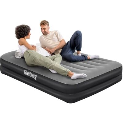 Bestway Queen Airbed, Inflatable Air Mattress for Indoor Use with Electric Pump and Built-In Pillow, Black Bestway Queen Airbed, Inflatable Air Mattress for Indoor Use with Electric Pump and Built-In Pillow, Black