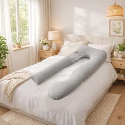 GC GAVENO CAVAILIA Pregnancy Pillow for Side Sleeping U Shaped Cuddle Cushion Full Body Pillows with Cover Long Maternity Pillow Support for Back, Hips, Legs for Pregnant Women 140x68x18cm, Grey GC GAVENO CAVAILIA Pregnancy Pillow for Side Sleeping U Shaped Cuddle Cushion Full Body Pillows with Cover Long Maternity Pillow Support for Back, Hips, Legs for Pregnant Women 140x68x18cm, Grey
