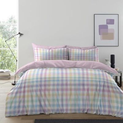 GC GAVENO CAVAILIA Gingham Check Double Duvet Set Microfiber Tartan Check Bedding Double Bed Set With Pillow Cases Hypoallergenic & Machine Washable Reversible Quilt Covers Bed Set, Pastel GC GAVENO CAVAILIA Gingham Check Double Duvet Set Microfiber Tartan Check Bedding Double Bed Set With Pillow Cases Hypoallergenic & Machine Washable Reversible Quilt Covers Bed Set, Pastel
