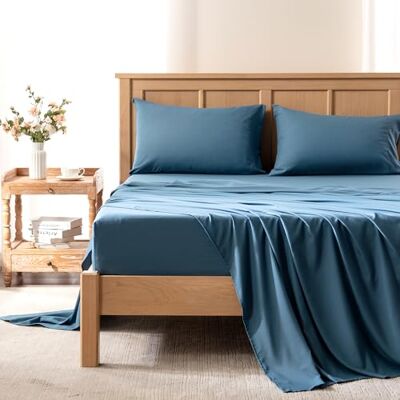 Comfort Spaces King Cooling Sheets, Moisture Wicking Coolmax Sheets, Soft, Colorfast Sheet Set, Cooling Bed Sheets For Hot Sleepers, Elastic Deep Pocket Fits Up to 16" Mattress, King Teal 4 Piece Comfort Spaces King Cooling Sheets, Moisture Wicking Coolmax Sheets, Soft, Colorfast Sheet Set, Cooling Bed Sheets For Hot Sleepers, Elastic Deep Pocket Fits Up to 16" Mattress, King Teal 4 Piece