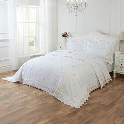 Rapport Home White Embroidered Bedspread with Pillow Shams 254x254cm Rapport Home White Embroidered Bedspread with Pillow Shams 254x254cm