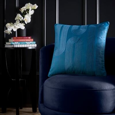 HOUSE LLEWELYN - BOWEN Laurence Llewelyn‑Bowen Diva Embroidery Velvet Filled Cushion 43 x 43cm – Teal Decorative Scatter Pillow with Luxurious Soft Velvet Cover and Intricate Embroidered Detailing, Stylish Accent Cushion HOUSE LLEWELYN - BOWEN Laurence Llewelyn‑Bowen Diva Embroidery Velvet Filled Cushion 43 x 43cm – Teal Decorative Scatter Pillow with Luxurious Soft Velvet Cover and Intricate Embroidered Detailing, Stylish Accent Cushion