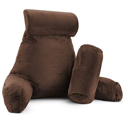 Clara Clark Premium Shredded Memory Foam TV Pillow, Brown, Large Clara Clark Premium Shredded Memory Foam TV Pillow, Brown, Large