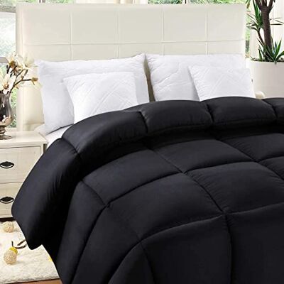 ComfyWell King Size Duvet – Plain Quilt Comforter Bedspreads, Coverlets & Sets, 2 Pillowcases Warm and Anti Allergy All Season Coverless Duvet, Throws For Bed. (King (220x230cm), Black) ComfyWell King Size Duvet – Plain Quilt Comforter Bedspreads, Coverlets & Sets, 2 Pillowcases Warm and Anti Allergy All Season Coverless Duvet, Throws For Bed. (King (220x230cm), Black)