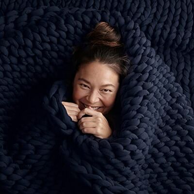 Bearaby Cotton Hand-Knit Weighted Blankets for Adults Chunky Knit Blanket Sustainable, Breathable, Organic, Cooling Weighted Blanket Machine Washable (Midnight Blue, 20 lbs, 45"x72") Bearaby Cotton Hand-Knit Weighted Blankets for Adults Chunky Knit Blanket Sustainable, Breathable, Organic, Cooling Weighted Blanket Machine Washable (Midnight Blue, 20 lbs, 45"x72")