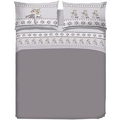 PENSIERI DELICATI Thoughts Delicate Double Bed Set, Flannel 100% Warm and Soft Cotton, Double Bed Sheet Set 90 x 200 cm, Includes Bottom Sheets, Above and 2 Pillowcases, Made in Italy, Fantasy Reindeer Grey PENSIERI DELICATI Thoughts Delicate Double Bed Set, Flannel 100% Warm and Soft Cotton, Double Bed Sheet Set 90 x 200 cm, Includes Bottom Sheets, Above and 2 Pillowcases, Made in Italy, Fantasy Reindeer Grey