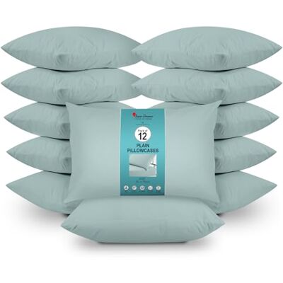Super Dreamer GC GAVENO CAVAILIA 12 Pairs Microfiber Pillowcases Plain Dyed Housewife Style Soft, Breathable & Durable Fade, Wrinkle & Shrink Resistant Machine Washable Standard Size (75x50 cm) Duck Egg Super Dreamer GC GAVENO CAVAILIA 12 Pairs Microfiber Pillowcases Plain Dyed Housewife Style Soft, Breathable & Durable Fade, Wrinkle & Shrink Resistant Machine Washable Standard Size (75x50 cm) Duck Egg