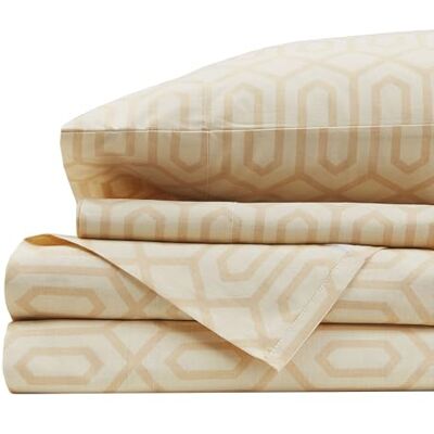Comfort Spaces 100% Cotton Sheet Set Breathable, Lightweight, Soft with 14" Elastic Pocket Fits up to 16" Mattress, All Season Cozy Bedding, Matching Pillow Case, Queen Diamond Tan 4 Piece Comfort Spaces 100% Cotton Sheet Set Breathable, Lightweight, Soft with 14" Elastic Pocket Fits up to 16" Mattress, All Season Cozy Bedding, Matching Pillow Case, Queen Diamond Tan 4 Piece