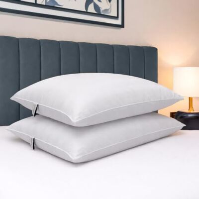Bianca Fine Linens Premium 100% Cotton Stripe Pillow Pair White Bianca Fine Linens Premium 100% Cotton Stripe Pillow Pair White