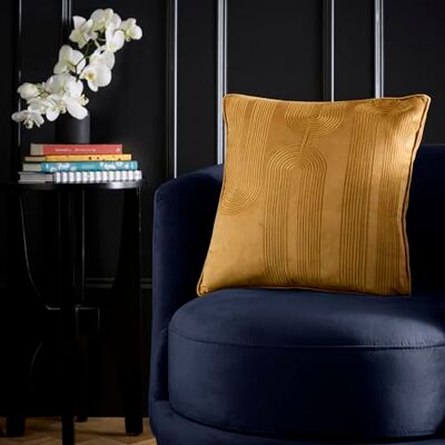 HOUSE LLEWELYN - BOWEN Laurence Llewelyn‑Bowen Diva Embroidery Velvet Filled Cushion 43 x 43cm – Ochre Decorative Scatter Pillow with Luxurious Soft Velvet Cover and Intricate Embroidered Detailing, Stylish Accent Cushion HOUSE LLEWELYN - BOWEN Laurence Llewelyn‑Bowen Diva Embroidery Velvet Filled Cushion 43 x 43cm – Ochre Decorative Scatter Pillow with Luxurious Soft Velvet Cover and Intricate Embroidered Detailing, Stylish Accent Cushion