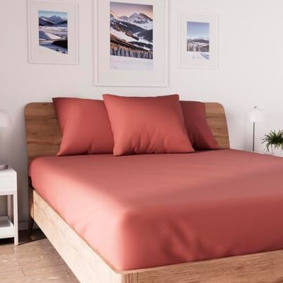 Soleil d'ocre Jersey Fitted Sheet - Cotton 160x200 cm, Brique Soleil d'ocre Jersey Fitted Sheet - Cotton 160x200 cm, Brique