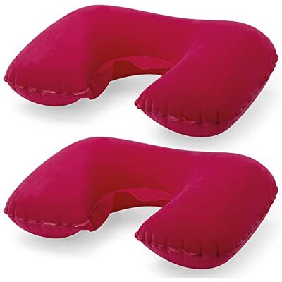 eBuyGB Pack of 2 Inflatable Neck Pillow for Travel, Blow Up Compact Portable Head & Neck Support Cushion Airplane, Car, Train (Red) eBuyGB Pack of 2 Inflatable Neck Pillow for Travel, Blow Up Compact Portable Head & Neck Support Cushion Airplane, Car, Train (Red)