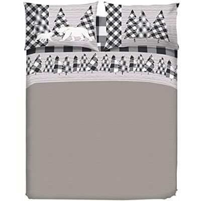 PENSIERI DELICATI Double Bed Sheet Set, 100% Cotton, 180 x 200 cm, Includes Bottom Sheet, Top Sheet and 2 Pillowcases, Made in Italy, White Canada Pattern PENSIERI DELICATI Double Bed Sheet Set, 100% Cotton, 180 x 200 cm, Includes Bottom Sheet, Top Sheet and 2 Pillowcases, Made in Italy, White Canada Pattern