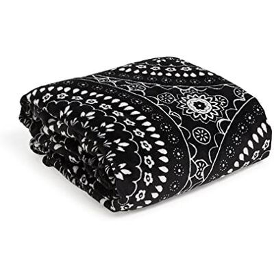 Vera Bradley Women's Fleece Plush Throw Blanket, Black Bandana Medallion, 80 X 50 Vera Bradley Women's Fleece Plush Throw Blanket, Black Bandana Medallion, 80 X 50