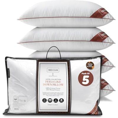 GC GAVENO CAVAILIA Firm Pillows 5Pack Neck Support Bed Pillow Breathable Standard Size Single Pillow With 100% Cotton Cover Hotel Quality Pillows For Stomach Back Pain & Side Sleepers, 74x48cm GC GAVENO CAVAILIA Firm Pillows 5Pack Neck Support Bed Pillow Breathable Standard Size Single Pillow With 100% Cotton Cover Hotel Quality Pillows For Stomach Back Pain & Side Sleepers, 74x48cm