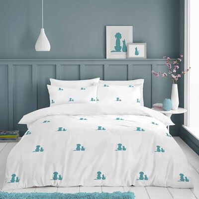GC GAVENO CAVAILIA Embroidered Bedding Double Duvet Set Poly Cotton Duvet Cover Sets With Pillowcases Animal Comforter Bed Cover (200x200 cm) White/Teal GC GAVENO CAVAILIA Embroidered Bedding Double Duvet Set Poly Cotton Duvet Cover Sets With Pillowcases Animal Comforter Bed Cover (200x200 cm) White/Teal