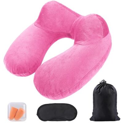 AiQInu Inflatable Neck Pillow, Travel Pillow, Ergonomic Compact Quick Neck Pillow, Inflatable with Washable Cushion Cover for Travel by Car, Plane, Train, Office, Family AiQInu Inflatable Neck Pillow, Travel Pillow, Ergonomic Compact Quick Neck Pillow, Inflatable with Washable Cushion Cover for Travel by Car, Plane, Train, Office, Family