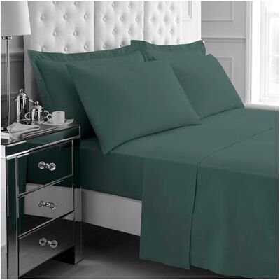 GC GAVENO CAVAILIA 4Pieces Hotel Quality Sheet Set Double 100% Polyester Bedding Includes Fitted Sheet, Flat Sheet & Pillowcases Wrinkle & Fade Resistant, Everyday Home Use Dark Green GC GAVENO CAVAILIA 4Pieces Hotel Quality Sheet Set Double 100% Polyester Bedding Includes Fitted Sheet, Flat Sheet & Pillowcases Wrinkle & Fade Resistant, Everyday Home Use Dark Green