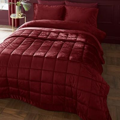 Catherine Lansfield Kingsley Matt Velvet Quilted 220x220cm Bedspread Burgundy Catherine Lansfield Kingsley Matt Velvet Quilted 220x220cm Bedspread Burgundy