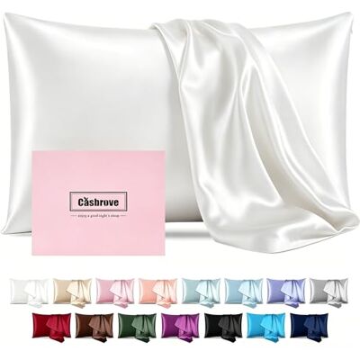 Casbrove Mulberry Silk Pillowcase for Hair and Skin Soft Both Sided With Zipper Beauty Sleep Pillow Case for Gift (Standard, White) Casbrove Mulberry Silk Pillowcase for Hair and Skin Soft Both Sided With Zipper Beauty Sleep Pillow Case for Gift (Standard, White)