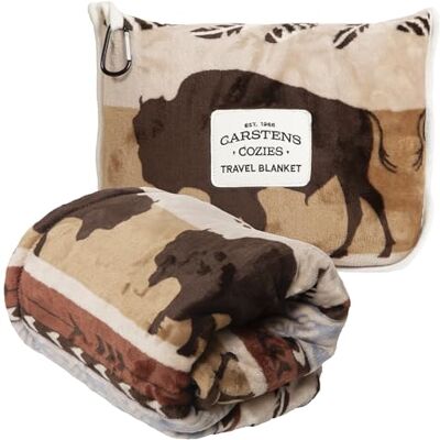 Carstens , INC. Travel Blanket, Premium Compact 2-in-1 Airplane Blanket/Pillow, Buffalo Stripe Carstens , INC. Travel Blanket, Premium Compact 2-in-1 Airplane Blanket/Pillow, Buffalo Stripe