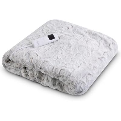 Carmen Comfort Fleece Luxury Electric Heated Throw and Over Blanket with 9 Heat Settings, Adjustable Timer, 200gsm Flannel Fleece Material & 320gsm Faux Rabbit Fur, Winter Hare, C81148RBT Carmen Comfort Fleece Luxury Electric Heated Throw and Over Blanket with 9 Heat Settings, Adjustable Timer, 200gsm Flannel Fleece Material & 320gsm Faux Rabbit Fur, Winter Hare, C81148RBT