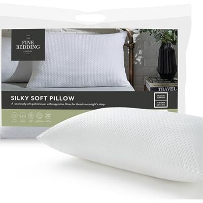 The Fine Bedding Company Silky Soft Pillow (1 Pack) Flowfiil Fibres, Pillows for Side Sleepers & Back Sleepers, Hypoallergenic, Machine Washable, Medium Pillow The Fine Bedding Company Silky Soft Pillow (1 Pack) Flowfiil Fibres, Pillows for Side Sleepers & Back Sleepers, Hypoallergenic, Machine Washable, Medium Pillow