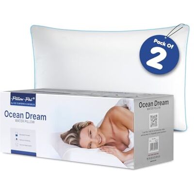 GC GAVENO CAVAILIA 300 Thread Count Water Pillow 2 Pack Adjustable Water Pillow for Sleeping Neck & Shoulder Pain Relief, Cotton Pillow Cover Washable Side Sleeper Waterbase Support Pillow,50x70cm GC GAVENO CAVAILIA 300 Thread Count Water Pillow 2 Pack Adjustable Water Pillow for Sleeping Neck & Shoulder Pain Relief, Cotton Pillow Cover Washable Side Sleeper Waterbase Support Pillow,50x70cm