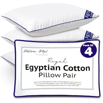 GC GAVENO CAVAILIA Premium Egyptian Cotton Pillow Pair Breathable Bed Pillows 4 Pack Hotel Quality Super Soft Pillow For Neck & Shoulder Support Standard Size Firm Pillows (48x74 Cm) Navy GC GAVENO CAVAILIA Premium Egyptian Cotton Pillow Pair Breathable Bed Pillows 4 Pack Hotel Quality Super Soft Pillow For Neck & Shoulder Support Standard Size Firm Pillows (48x74 Cm) Navy