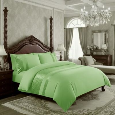 Casabella Luxury Crushed Velvet Panel Band Duvet Cover Sets with Pillow Case Single Duvet Cover Bedding Set – Sage Green Crush Velvet Single Duvet Cover Sets Casabella Luxury Crushed Velvet Panel Band Duvet Cover Sets with Pillow Case Single Duvet Cover Bedding Set – Sage Green Crush Velvet Single Duvet Cover Sets