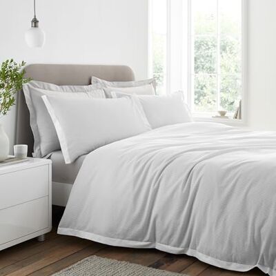 Bianca Seersucker Woven Stripe 180 Thread Count Cotton Single Duvet Cover Set with Pillowcase Grey Bianca Seersucker Woven Stripe 180 Thread Count Cotton Single Duvet Cover Set with Pillowcase Grey