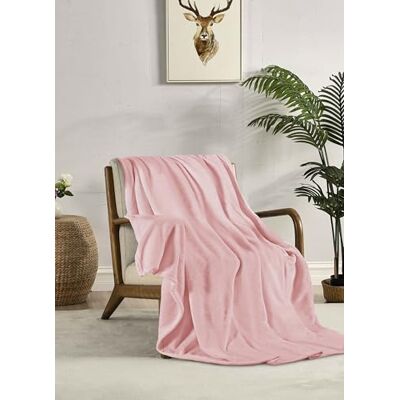 Miracle Home . Fleece Blanket Reversible Microfiber Glass Flannel Velour 260GSM, Soft, Warm and Lightweight, Machine Washable, 130 X 160, Pink Miracle Home . Fleece Blanket Reversible Microfiber Glass Flannel Velour 260GSM, Soft, Warm and Lightweight, Machine Washable, 130 X 160, Pink