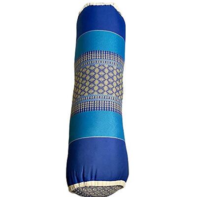 VIE Naturals Thai Kapok Neck Cushion, Large Sausage, Blue, One VIE Naturals Thai Kapok Neck Cushion, Large Sausage, Blue, One