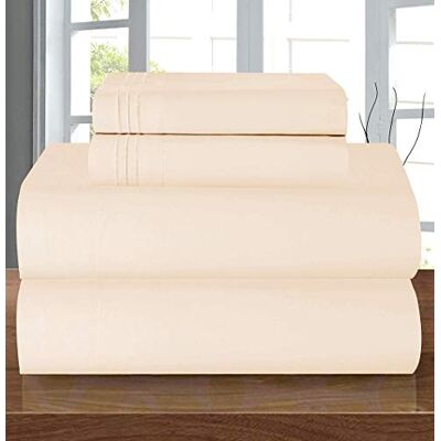 Elegant Comfort Luxury 1500 Premium Hotel Quality Microfiber 4-Piece Sheet Set Wrinkle Resistant, All Around Elastic Fitted Sheet, Deep Pocket up to 16", King, Cream Elegant Comfort Luxury 1500 Premium Hotel Quality Microfiber 4-Piece Sheet Set Wrinkle Resistant, All Around Elastic Fitted Sheet, Deep Pocket up to 16", King, Cream