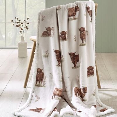 Catherine Lansfield Angus Highland Cow Cosy Fleece 130x170cm Blanket Throw Natural Catherine Lansfield Angus Highland Cow Cosy Fleece 130x170cm Blanket Throw Natural
