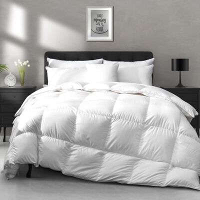 APSMILE Lightweight Goose Feather Down Comforter King Size Cooling Bed Comforter, Hotel Collection 750 Fill-Power Thin Duvet Insert for Warm Weather/Hot Sleepers, 106x90, White APSMILE Lightweight Goose Feather Down Comforter King Size Cooling Bed Comforter, Hotel Collection 750 Fill-Power Thin Duvet Insert for Warm Weather/Hot Sleepers, 106x90, White