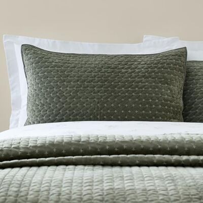 Bianca Attica Velvet Embroidered Pillow sham Pair Green Bianca Attica Velvet Embroidered Pillow sham Pair Green
