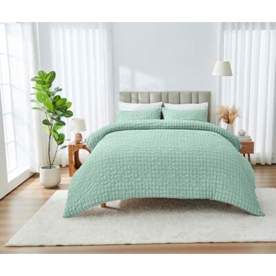 GC GAVENO CAVAILIA Textured Waffle King Size Bedding Set With Pillow Cases Lightweight Microfiber Duvet Cover Set Button Closure Hypoallergenic, Reversible Comforter Cover 220x230cm, Sage Green GC GAVENO CAVAILIA Textured Waffle King Size Bedding Set With Pillow Cases Lightweight Microfiber Duvet Cover Set Button Closure Hypoallergenic, Reversible Comforter Cover 220x230cm, Sage Green