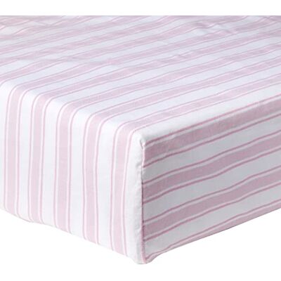 Bianca Check and Stripe Cotton Single Fitted Sheet Pink Bianca Check and Stripe Cotton Single Fitted Sheet Pink